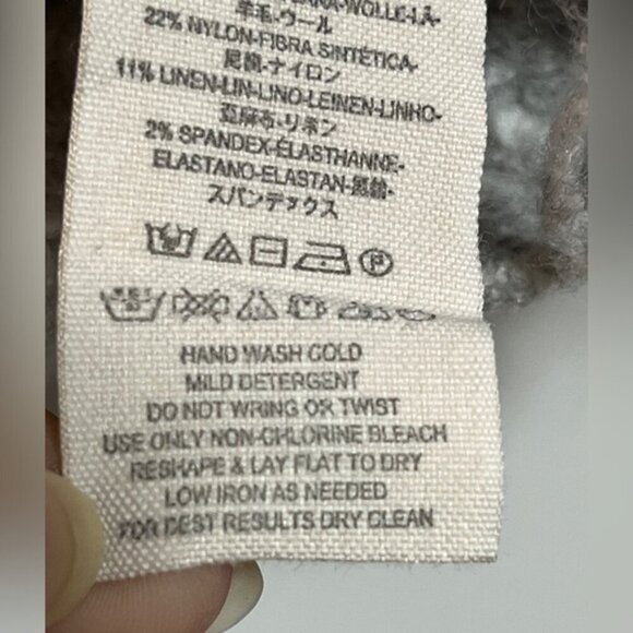 Free People Grey Distressed V-Neck Sweater – Fringe Hem – Size XS - Picture 6 of 10